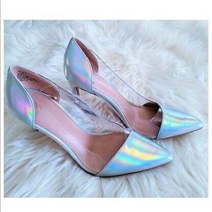 BCBGeneration Holographic/Iridescent Pumps.